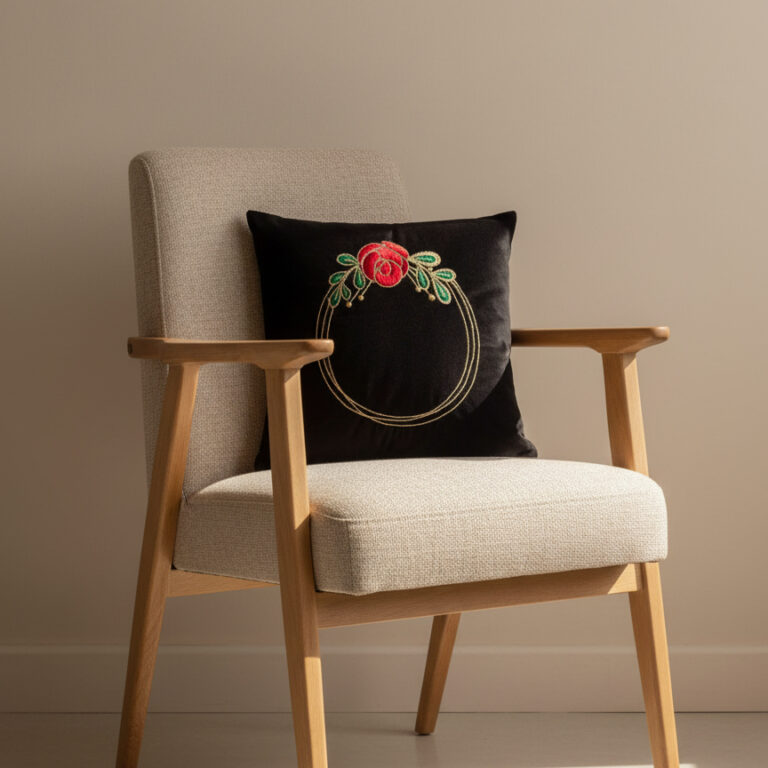 rose aureole velvet embroidered cushion cover