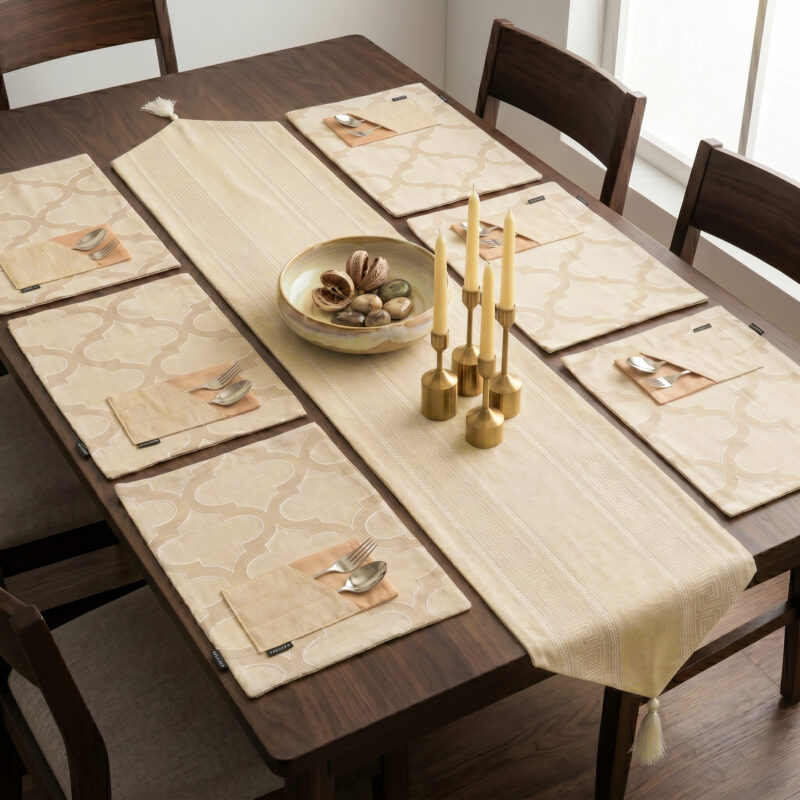 golden-meander-table-runner-mat-set