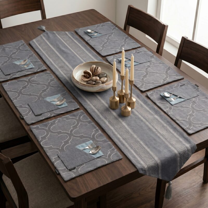 slate-meander-table-runner-mat-set